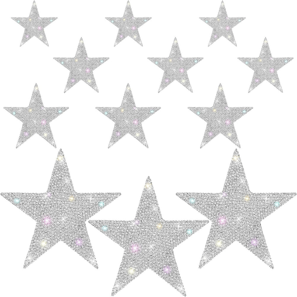 12 Pieces Rhinestone Car Stickers Glitter Star Stickers, Self-Adhesive Crystal C