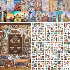 Washi Sticker Set with 300 Pre-Cut Stickers and 20 Scrapbook Papers