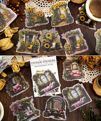 60PCS Vintage Scrapbooking Supplies, Flower Window Scrapbook Stickers Aesthetic