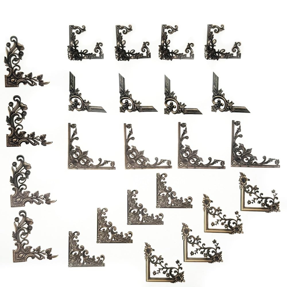 24Pieces Vintage Frame Corner Stickers, Scrapbook Decorative Paper Bronze