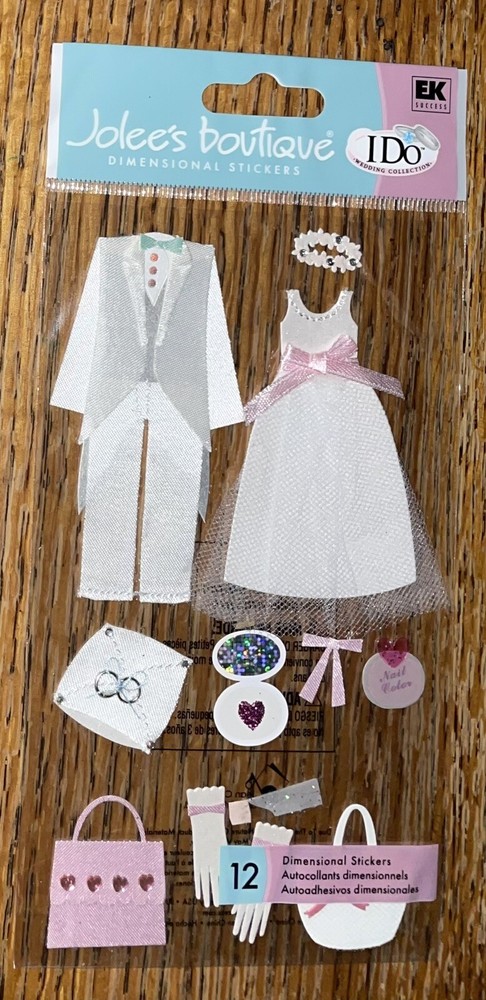 RARE Jolees Flower Girl Pillow Ring Bearer Boy Wedding Gloves Tux Dress Stickers