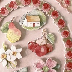 Brenda Walton Florals Scrapbook Stickers Lot – K&Co – Retired – 8 pc Kit