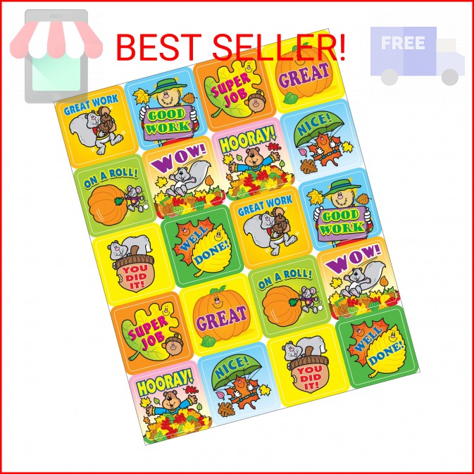 Carson Dellosa Fall Fun Stickers – 120pc Pumpkins, Leaves, Squirrels and Acorns