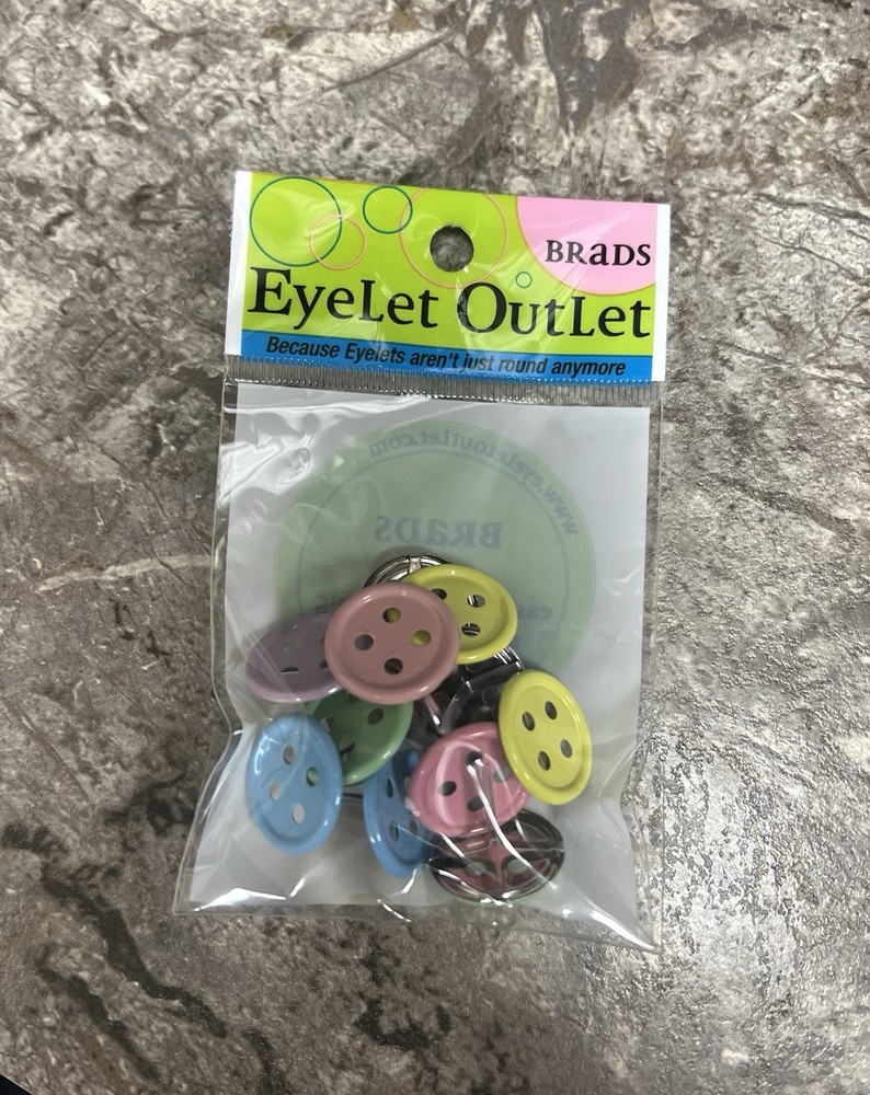 Eyelet Outlet Shape Brads 12/Pkg Button Brads Pastel Baby