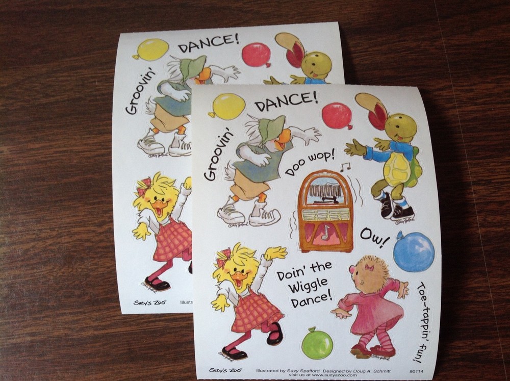 2 Suzy’s Zoo sticker sheets: Dance! 90114