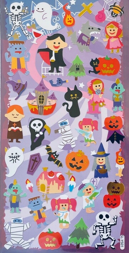 Halloween Costume Friends Foil Stickers Planner Supply Party Crafts Ghost Witch