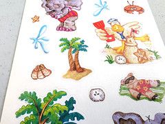 Freckle Press Beach Stickers 2001 Animal Palm Tree Elephant Pig Crab Waves 12″