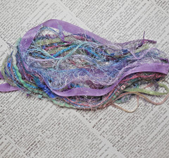 Fiber Yarn Sample Pack «Mermaid» 12 yds Craft Embellishments Slow Stitch Weaving
