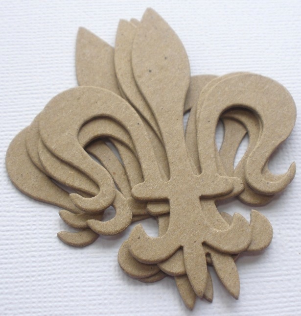 {4} *VINTAGE FLEUR DE LIS* Flourish Accent – Chipboard Die Cuts – 2 1/4″ x 3″