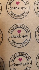 Handmade With Love / Thank You stickers 360 pcs Brown