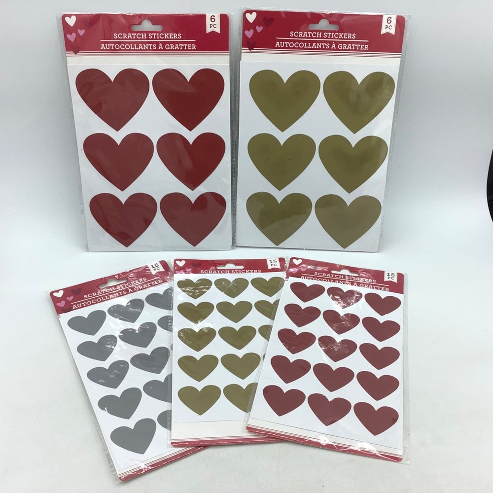 Greenbrier Heart Scratch Off Stickers Red Silver Gold Lot