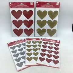 Greenbrier Heart Scratch Off Stickers Red Silver Gold Lot