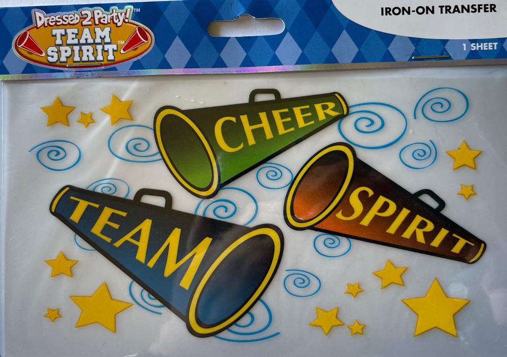 TEAM SPIRIT Iron Ons6 3 4x 3 3 4 HorizonCheerleaderMegaphoneHigh School