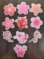 STICKERS x 10 Flowers Pink Cherry Blossom Orchid Tree Sticker CHE4