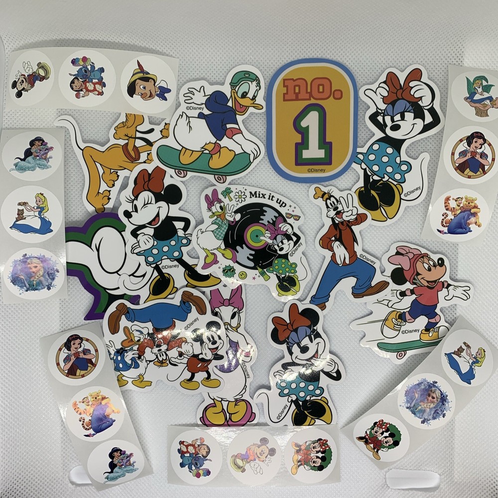 Disney Stickers – Classic Minnie, Mickey, Goofy, Tigger, Etc Lot of 30. 1”-2.5”