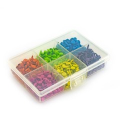 600pc Tiny Mini Round 4.5mm Brads 6 Bright Colors Split Pin 100ea with Case