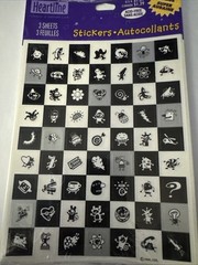 Heartline Black, Grey And White Silly Shapes In Squares 3 Sheets New