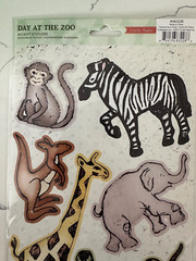 Crate Paper Day At The Zoo Accent Stickers Zebra Elephant Lion Kola Scrapbooking