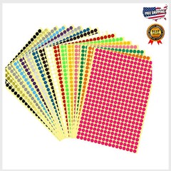 6528 PCS Colored Dot Stickers 1/4″ Round Labels For Office & Classroom, 20 Color
