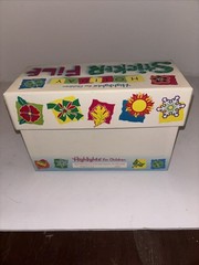 Vintage Highlights For Children Magazine Sticker File Box & Holiday Stickers Lot