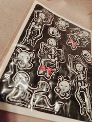 Vintage Hallmark Google Wiggle Eyes Puffy Skeleton Skull Stickers Halloween New