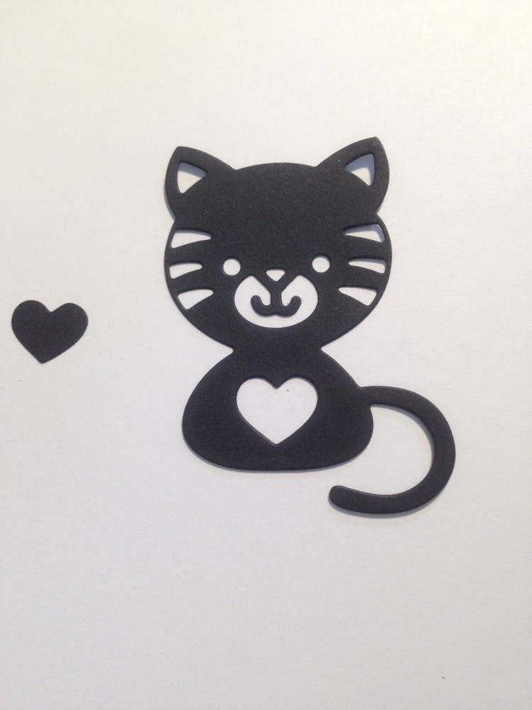 Cat with Cut Out Heart Die Cut Embellishments 8pcs 2-1/2 x 1-3/4 Scrapbook Cards