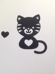 Cat with Cut Out Heart Die Cut Embellishments 8pcs 2-1/2 x 1-3/4 Scrapbook Cards