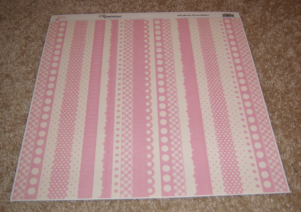 Reminisce 12×12 DieCut Sticker Sheet ~ Baby Basics Baby Girl Pink Borders