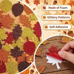 Fall Crafts for Kids – Maple Leaf Glitter Foam Stickers | 138 PCS Self Adhesi…