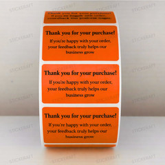 Thank You Stickers White – Feedback Message Small Business Labels | 50 Stickers