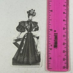Transparent Sticker Victorian Garden Party Woman in Black Period Dress Fashion