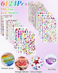 6124Pcs Gem Stickers-Self-Adhesive Face Jewelry Stickers, Acrylic Gems DIY Cr…