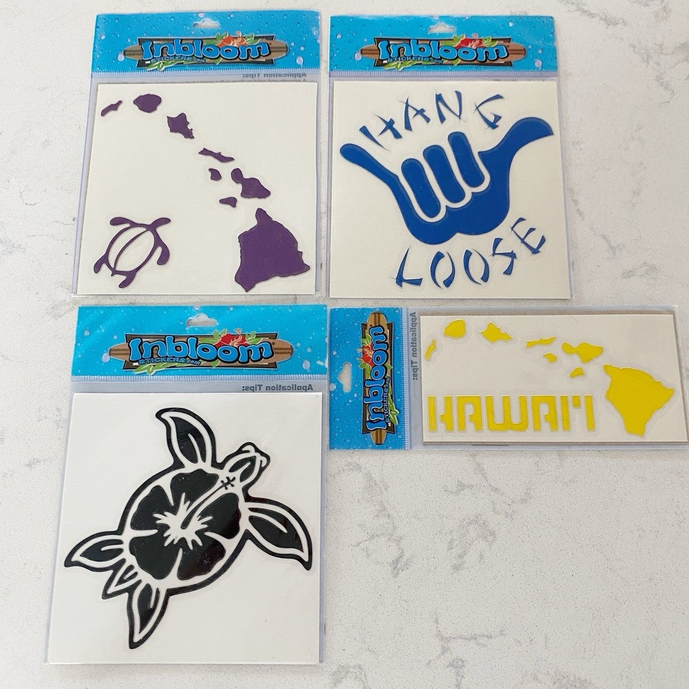 Lot Of 4 Inbloom Stickers Hawaii Hang Loose Turtle New In Package
