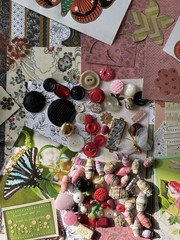 WINGS OF FANCY Junk Journal Supplies—HUGE VARIETY Paper Buttons Beads Ribbons