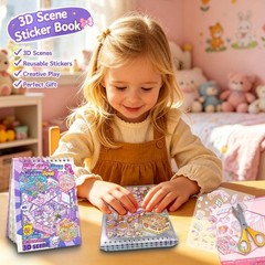 20 Sets 3D Sticker Scenes for Kids, Create Your Own Scene Sticker Book, Cute …