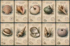 10 Pcs Seashells tag embellishments Junk Journal Scrapbooking Ephemera