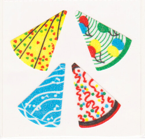 Vintage 80’s Great Seven 7 FUZZY Birthday Party Hats Sticker Mod