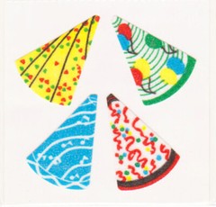 Vintage 80’s Great Seven 7 FUZZY Birthday Party Hats Sticker Mod
