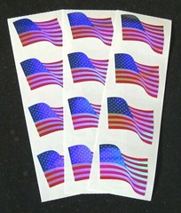 Three 2×6 inch Sheets Metallic American Flag Stickers-1 1/4″ x 1 1/2″ Each