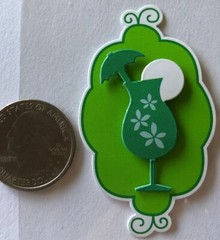 GREEN/WHITE Dimensional Sticker(4pc) Michaels•Cocktail•Plane•Elephant•Gift Bag