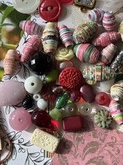 WINGS OF FANCY Junk Journal Supplies—HUGE VARIETY Paper Buttons Beads Ribbons