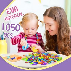 1050 Pcs Letter Stickers,10 Colors Foam Letter Stickers, Self-Adhesive ABC Al…