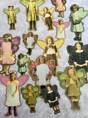 Set of 15 Vintage Cute Creepy Fairy Children Easter Pastel Stickers Scrapbooking
