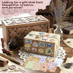 540 PCS Vintage Floral Scrapbook Supplies & Scrapbook Stickers Junk Journal Sup