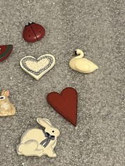 Vintage Wooden Scrapbook Embellishments- Bunnies, Hearts. Watermelon and More