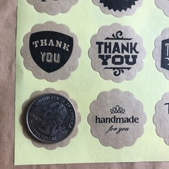 144 Assorted Kraft Thank You, Made With Love, And Handmade For You Stickers