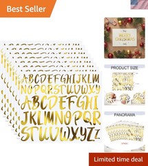 416 Pcs Gold Letter Stickers, 8 Sheets Cursive Alphabet Stickers, 1″ & 1.5″, …