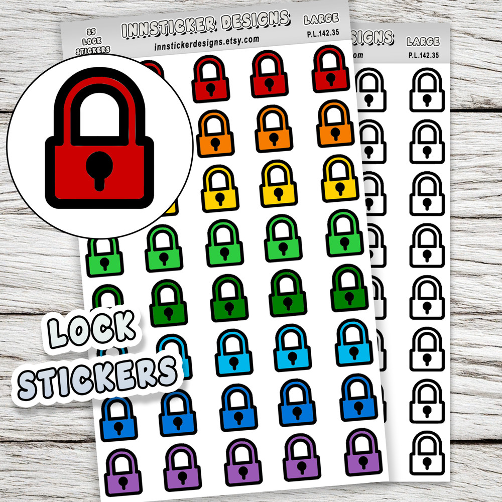 Lock Stickers, Mini Icon Reminder Planner stickers, Journals, Scrapbooks