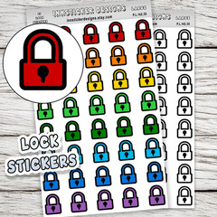 Lock Stickers, Mini Icon Reminder Planner stickers, Journals, Scrapbooks