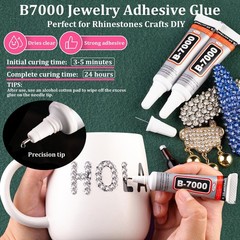 12-Sized Clear Flatback Resin Rhinestones With B7000 Glue for Crafts & Makeup